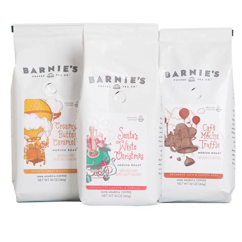 Barnies coffee - Barnie's Coffee & Tea Original Premium Flavors Ground Coffee Trio, Santa's White Christmas, Creamy Buttery Caramel, Café Mocha Truffle, Medium Roast, Arabica …